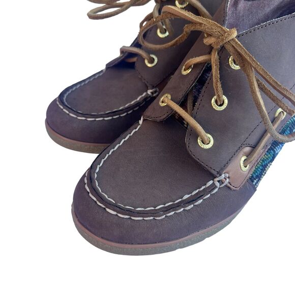 Sperry Women's Size 8.5 M Hadley Floral Tapestry Leather Wedge Bootie Heels EUC - Picture 5 of 9